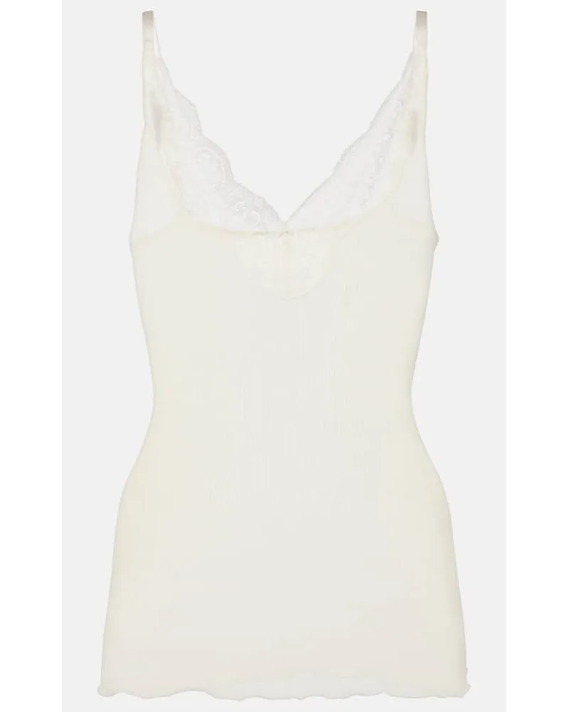 Saint Laurent Top mit Spitze Weiss