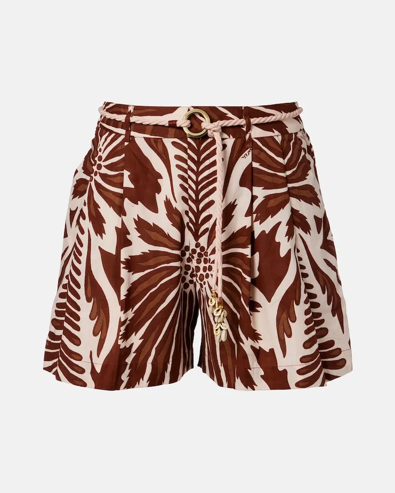 Poupette St Barth Bedruckte Shorts Chantal aus Baumwolle Braun