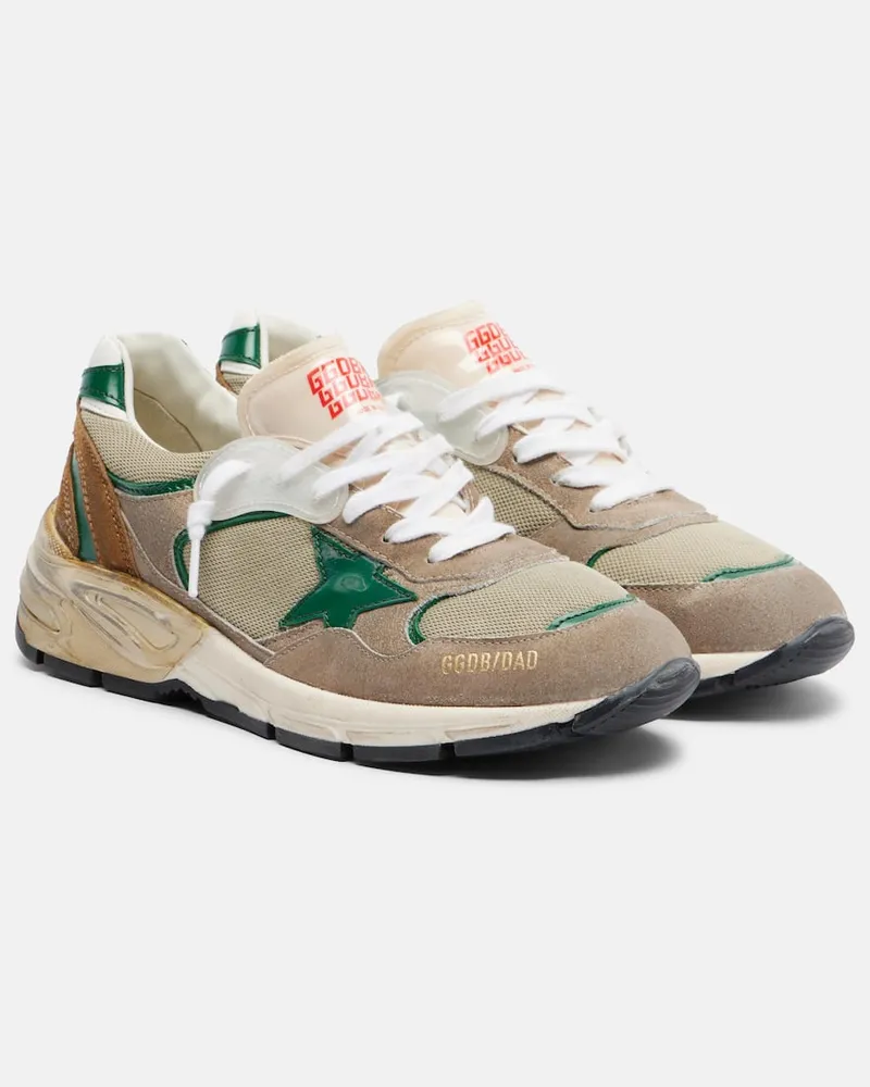 Golden Goose Sneakers Running Dad aus Leder und Veloursleder Grau