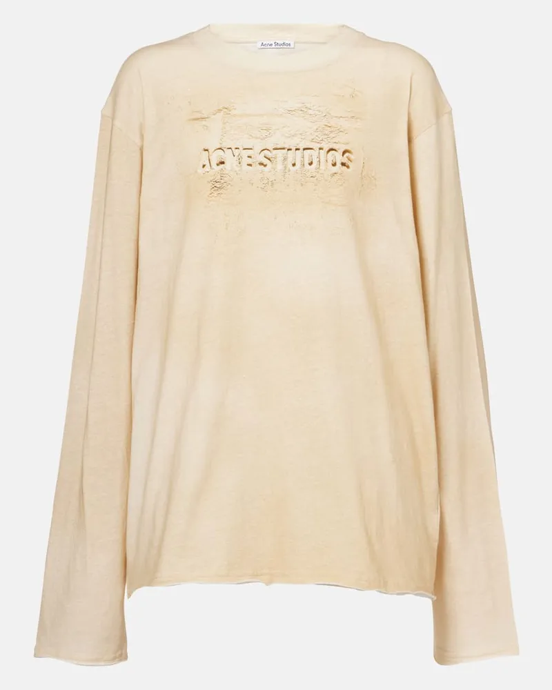 Acne Studios Longsleeve aus Baumwoll-Jersey Beige