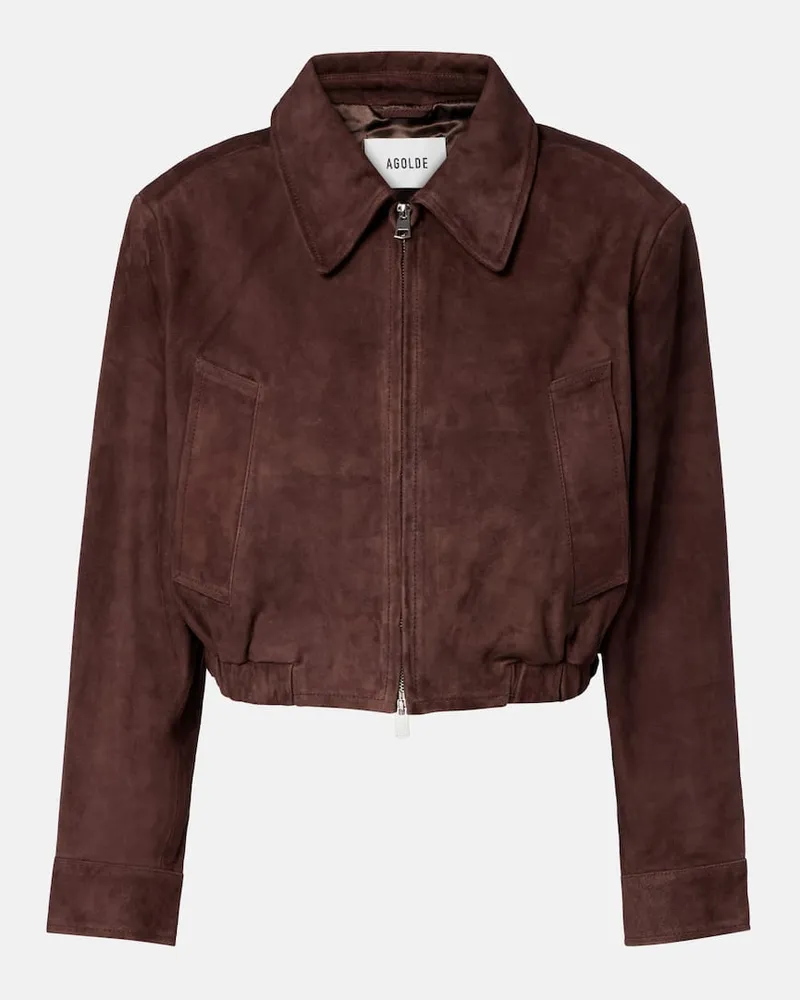 AGOLDE Cropped-Jacke Nahla aus Veloursleder Braun