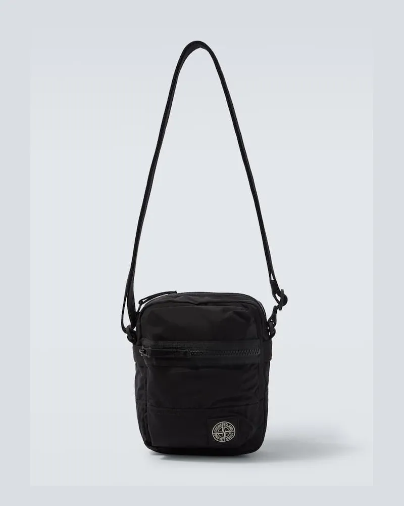Stone Island Schultertasche Compass aus Popeline Schwarz