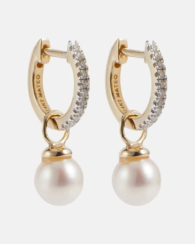 MATEO Ohrringe aus 14kt Gelbgold mit Diamanten und Perlen Gold
