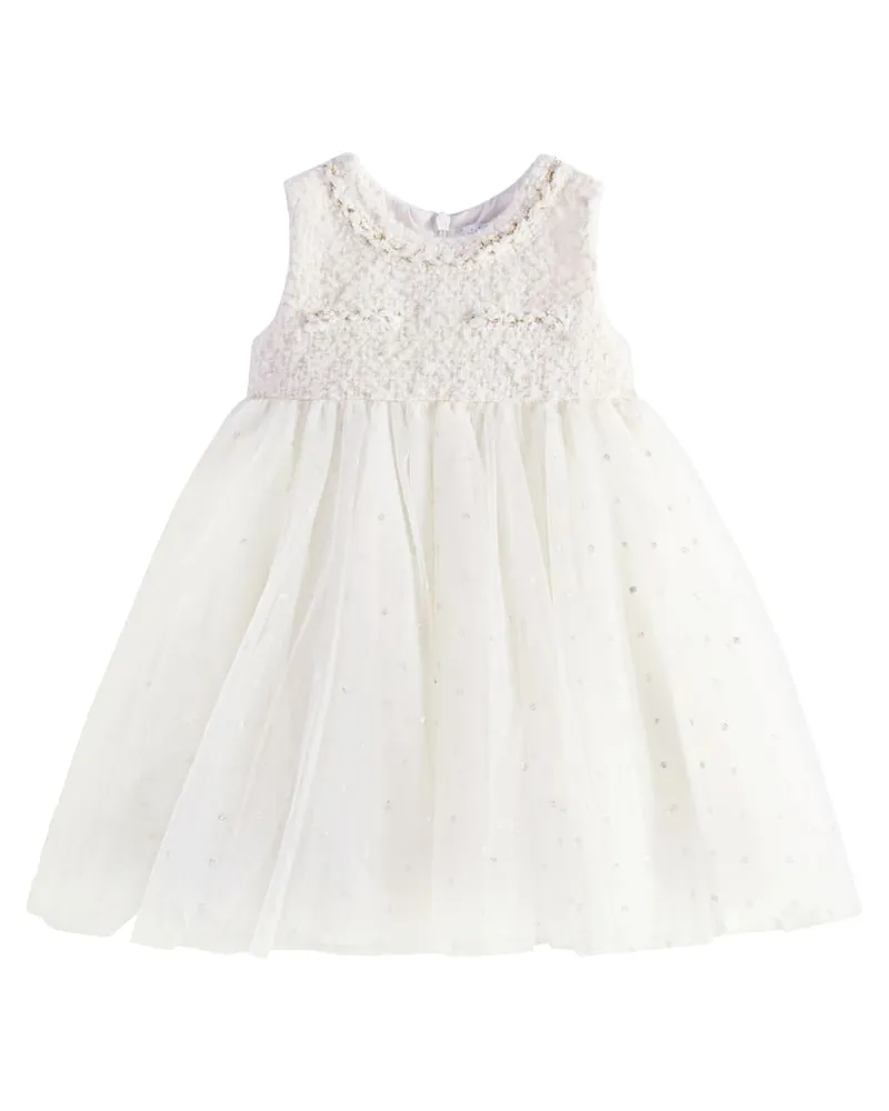 Monnalisa Baby Kleid aus Bouclé und Tüll Rosa