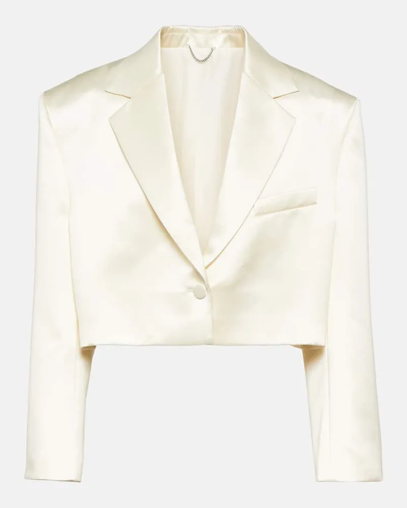 Magda Butrym Cropped-Blazer aus Wolle und Seide Weiß