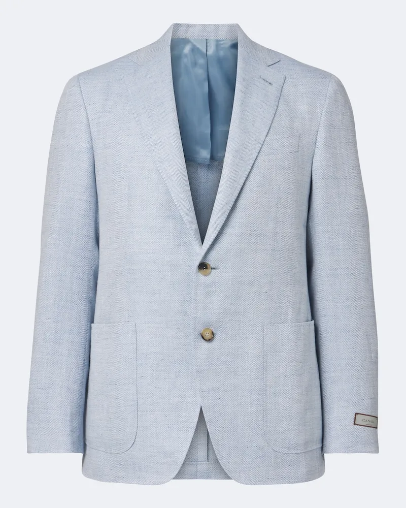Canali Blazer aus einem Leinen- und Wollgemisch Blau