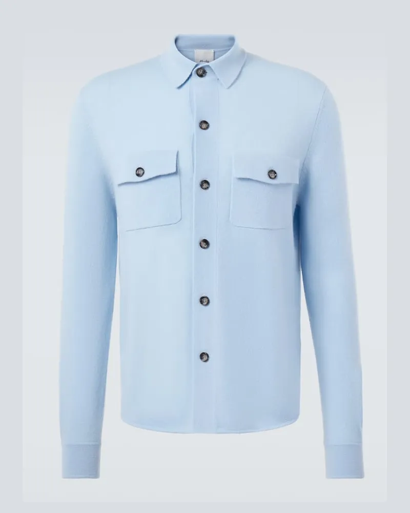 ALLUDE Hemdjacke aus Wolle und Kaschmir Blau