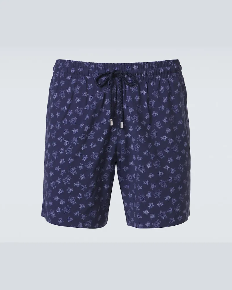 Vilebrequin Bedruckte Badeshorts aus Wolle Blau