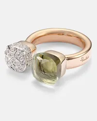 Pomellato Ring Nudo Toi et Moi aus 18kt Rose- und Weissgold mit Diamanten und Prasiolith Gold