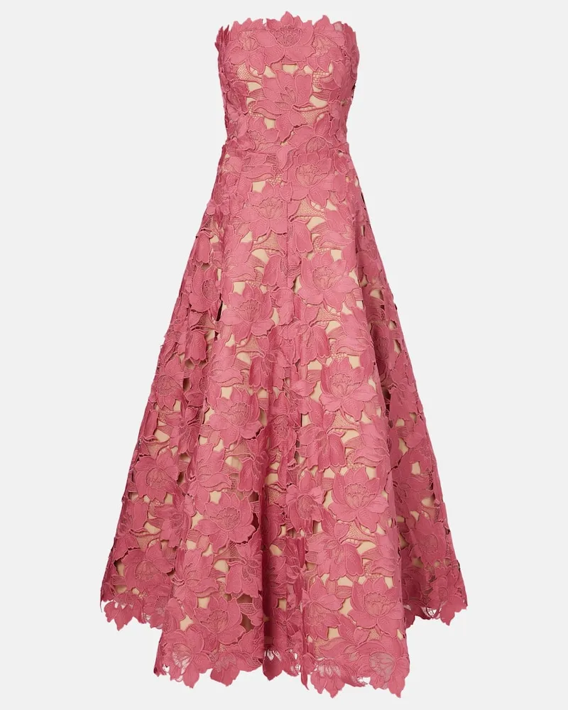 Oscar de la Renta Robe aus Guipure-Spitze Rosa