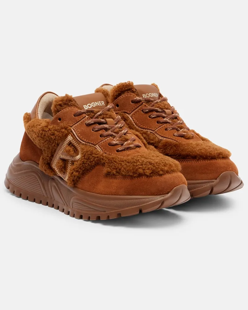 Bogner Plateau-Sneakers Malaga 27 aus Shearling Braun