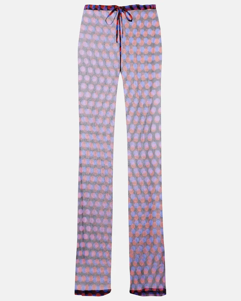 Dries van Noten Gerade Hose aus Seide Multicolor