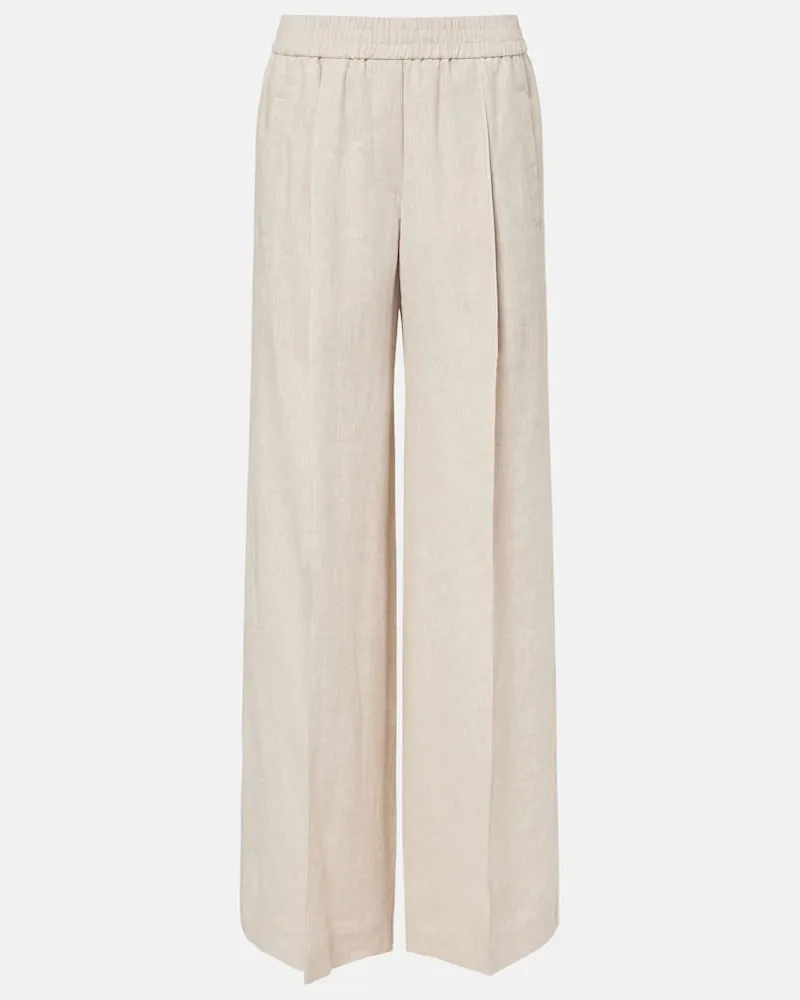 Brunello Cucinelli Weite Hose aus Leinen Nude