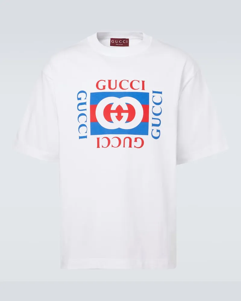 Gucci T-Shirt Interlocking G aus Baumwoll-Jersey Weiß