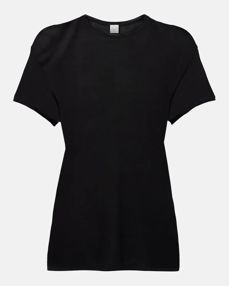 Totême T-Shirt aus Seide Schwarz