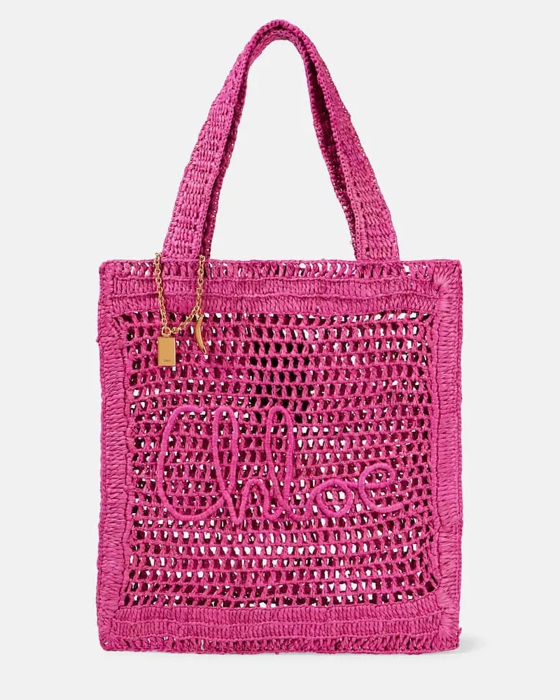 Chloé Chloé Tote Summer Banana aus Raffiabast Pink