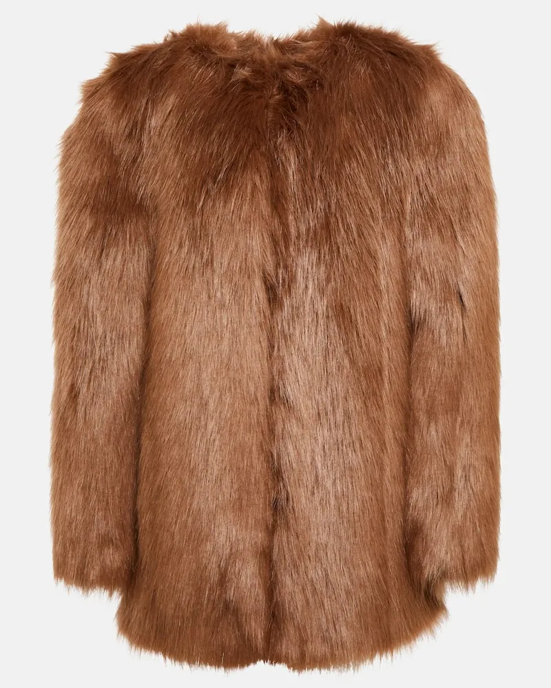 Saint Laurent Jacke aus Animal-Free Fur Braun