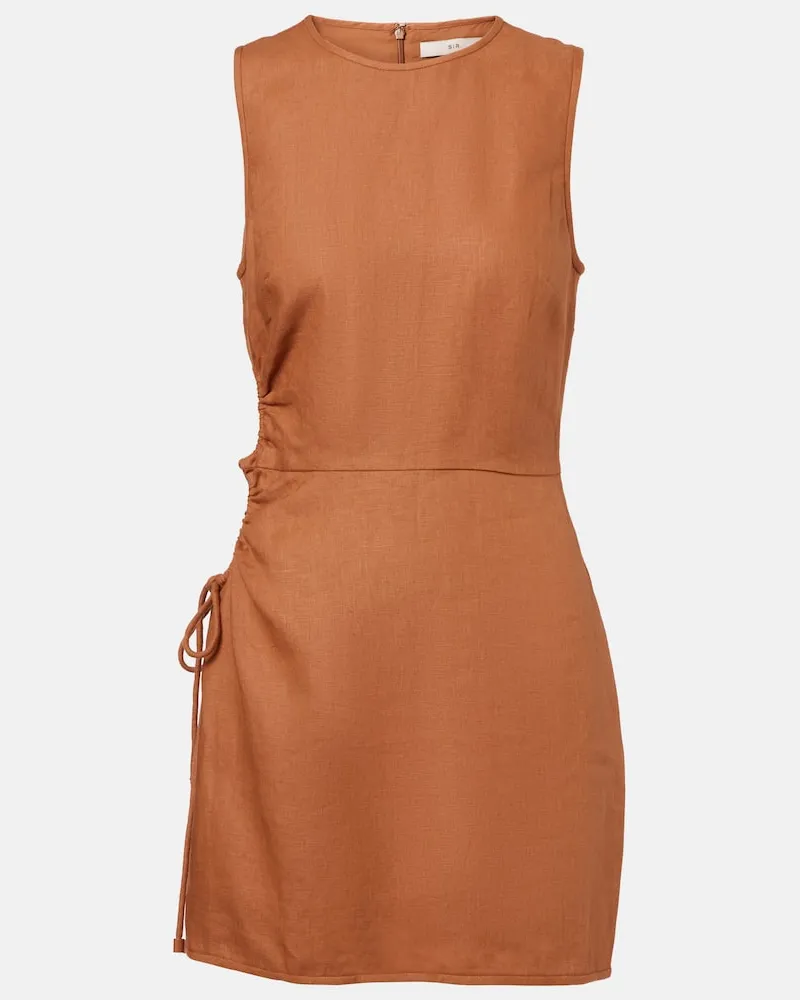 SIR Minikleid D'Orsay aus Leinen Braun