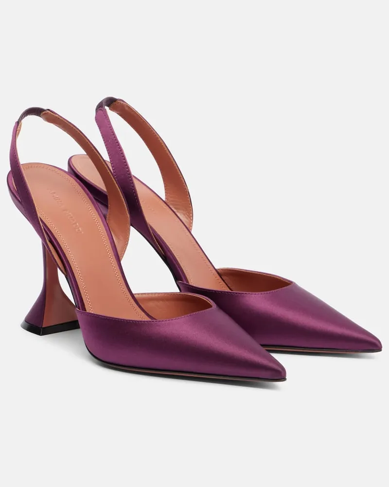 Amina Muaddi Slingback-Pumps Holli 95 aus Satin Violett