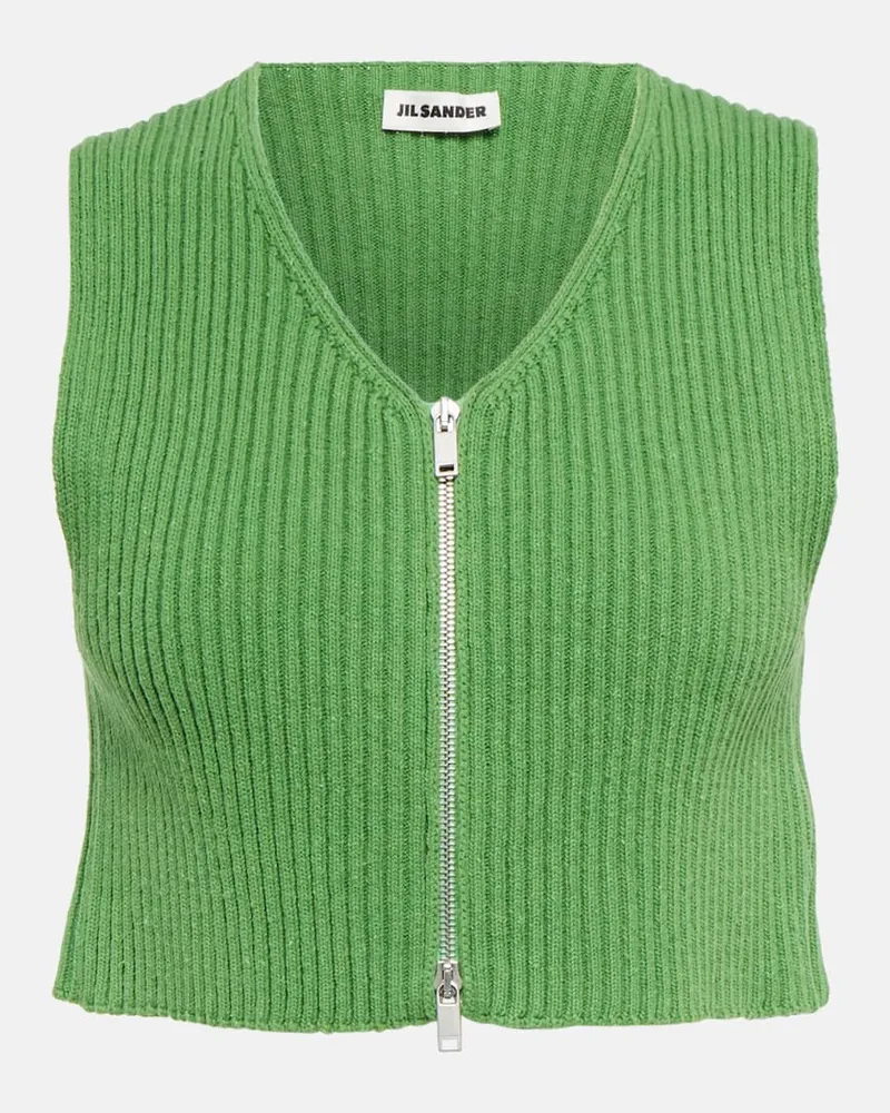 Jil Sander Cropped-Top aus Rippstrick Grün