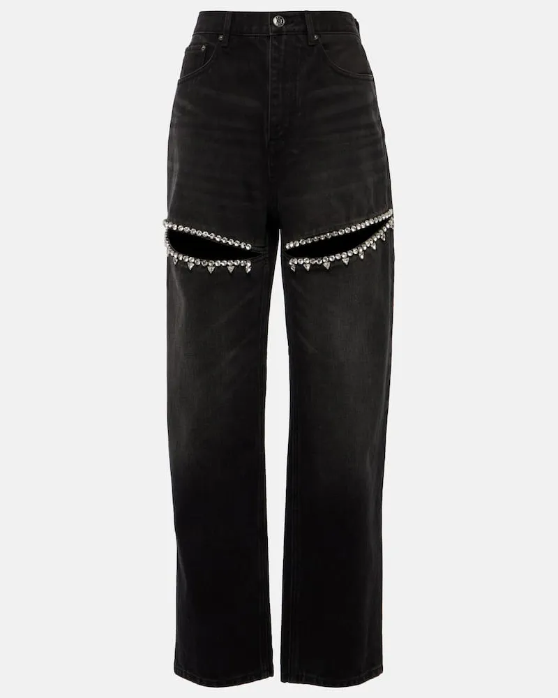 Area Verzierte Straight Jeans Schwarz
