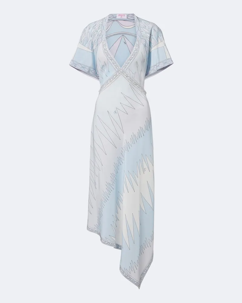 Emilio Pucci Midikleid Labirinto aus Seide Blau