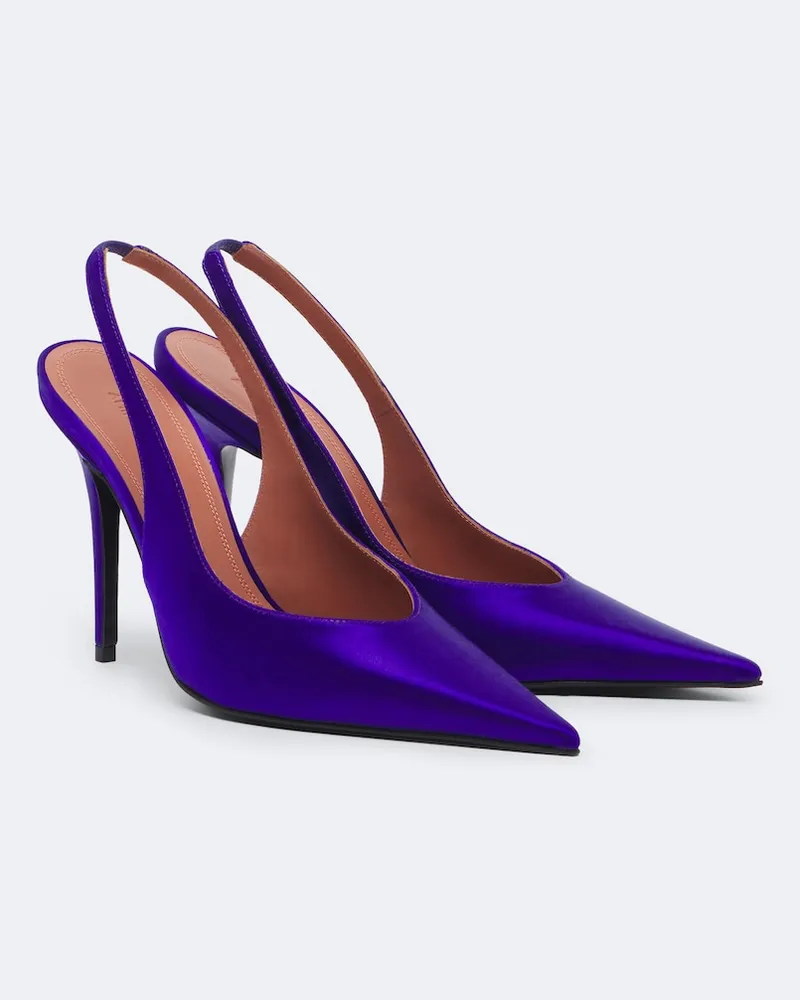 Amina Muaddi Slingback-Pumps Anok aus Satin Blau