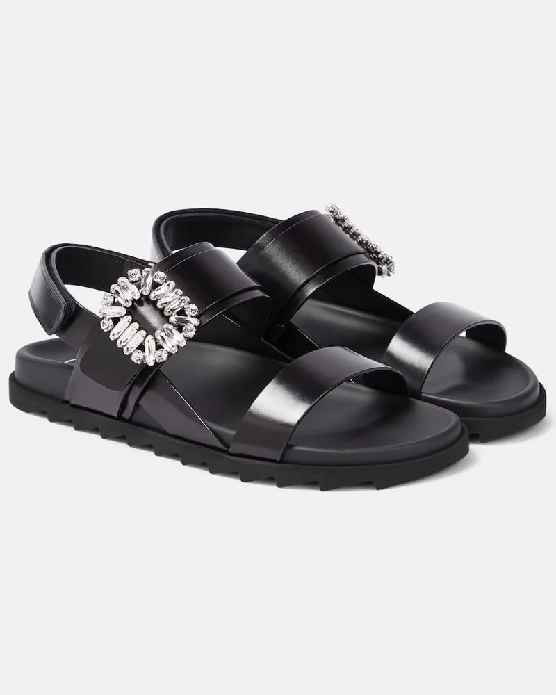 Roger Vivier Verzierte Sandalen Slidy Viv' aus Leder Schwarz