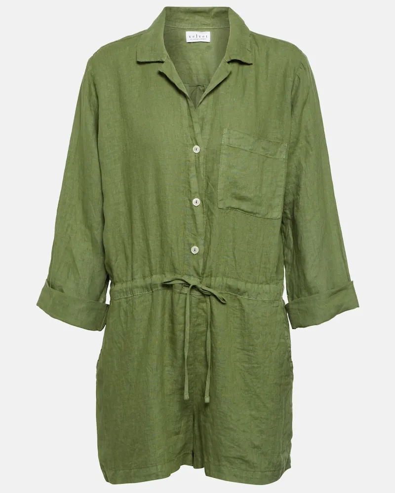 Velvet Playsuit Ruth aus Baumwolle Grün