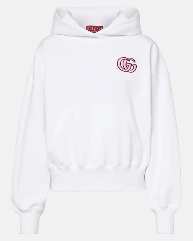 Gucci Hoodie Double G aus Baumwoll-Jersey Weiß
