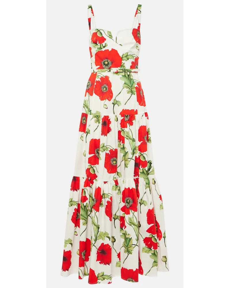 Oscar de la Renta Maxikleid aus Popeline Multicolor