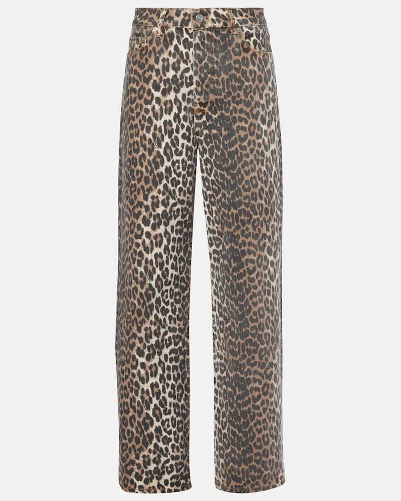 Ganni Bedruckte Straight Jeans Izey Braun