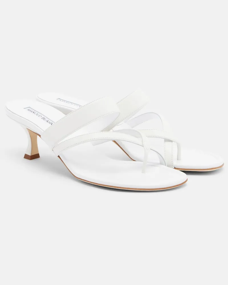 Manolo Blahnik Sandalen Susa aus Leder Weiß
