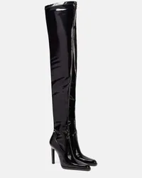 Saint Laurent Overknee-Stiefel Nina aus Lackleder Schwarz