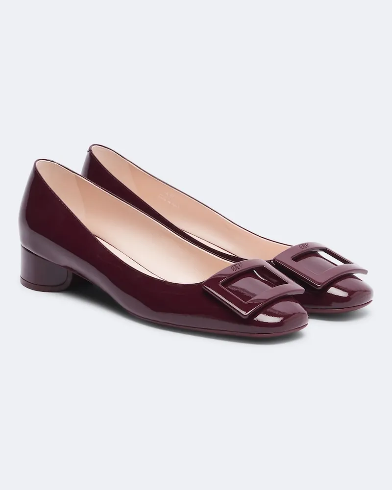 Roger Vivier Ballerinas Roundy Lacquered aus Lackleder Burgunderrot