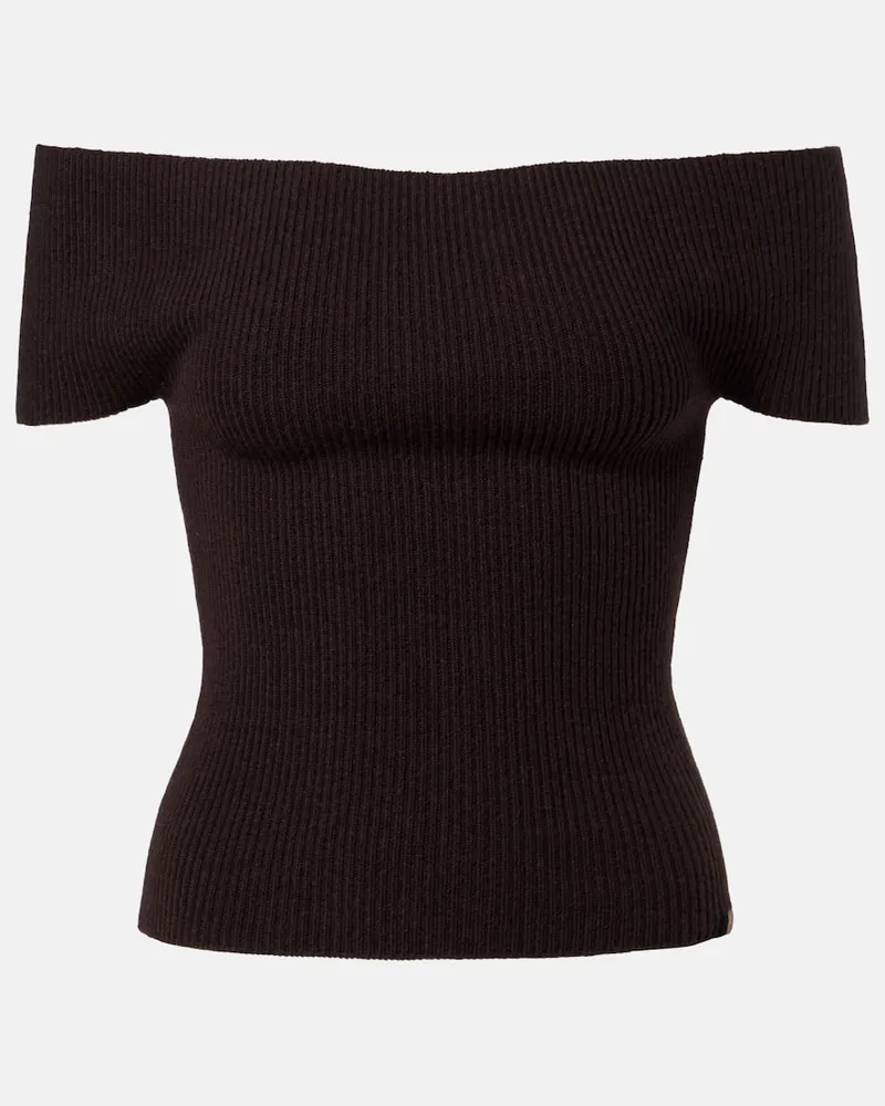 extreme cashmere Top N°381 Libra aus einem Kaschmirgemisch Braun