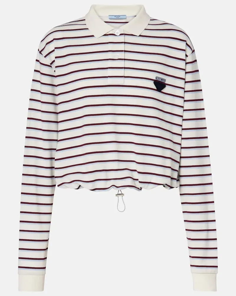 Prada Polopullover aus Baumwoll-Piqué Weiß