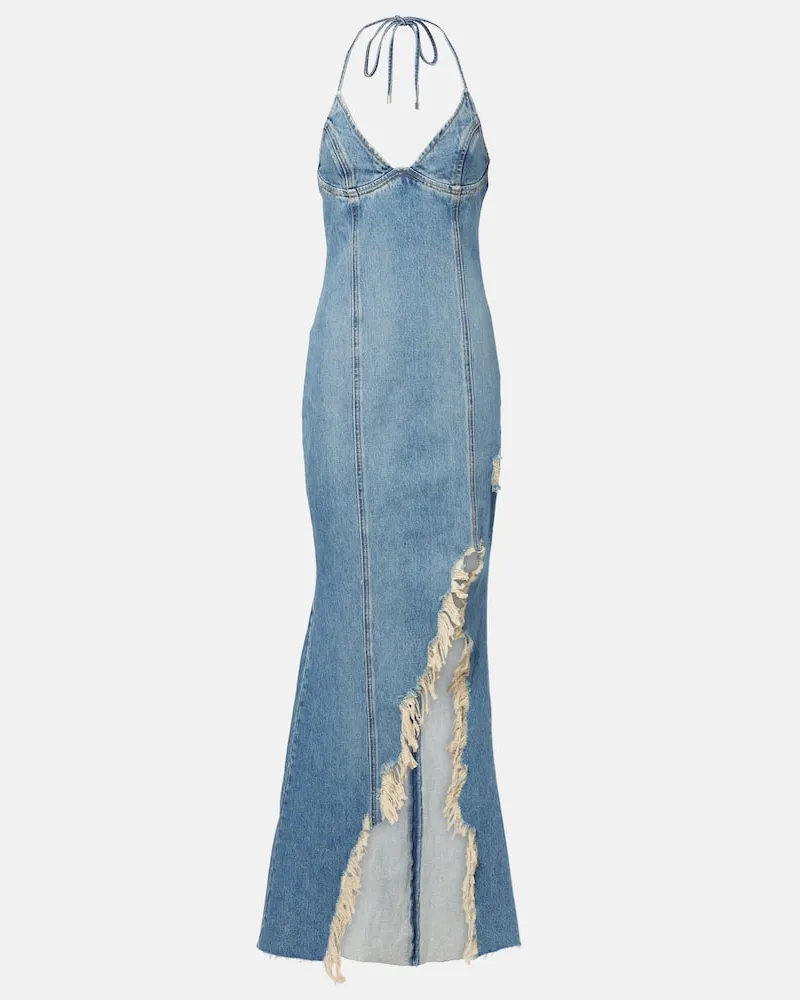 Blumarine Maxikleid aus Denim Blau