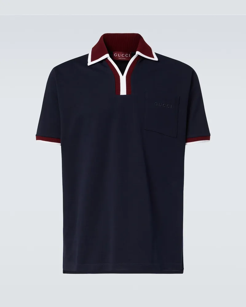 Gucci Polohemd aus Baumwoll-Piqué Blau