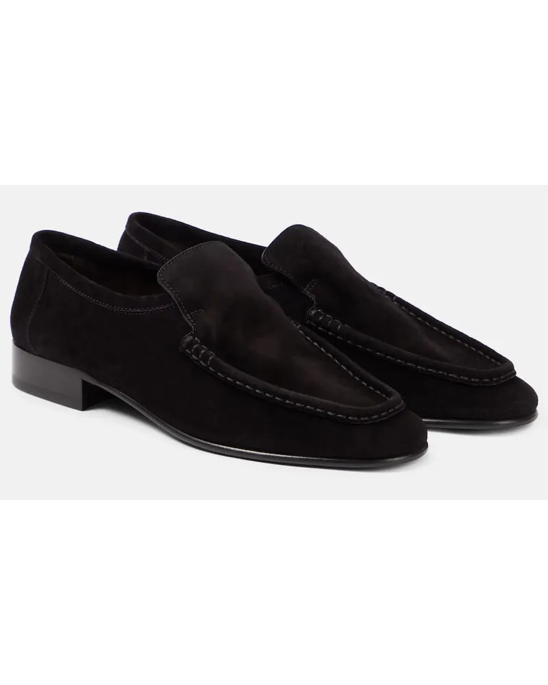 The Row Loafers New Soft aus Veloursleder Schwarz