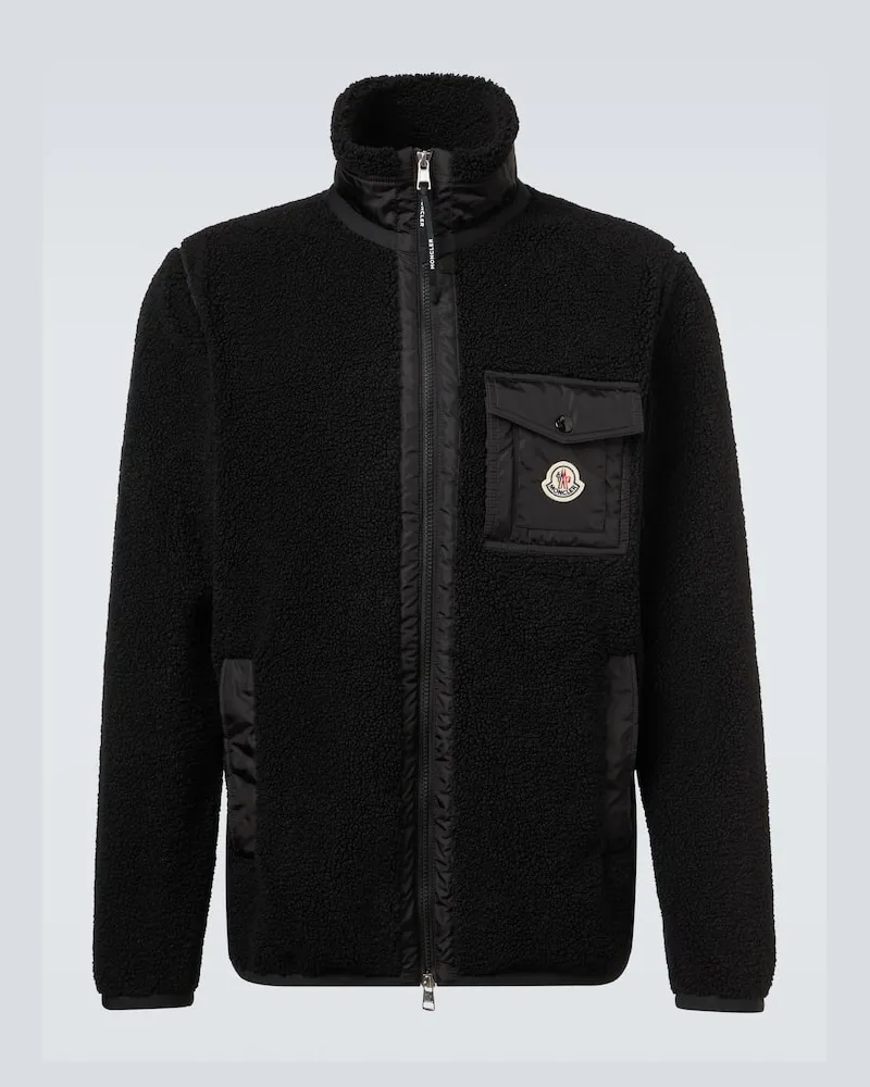 Moncler Jacke aus Teddyfleece Schwarz
