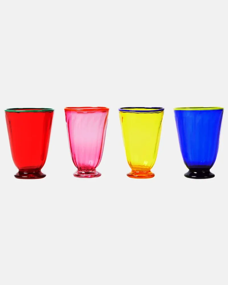 La DoubleJ Set Rainbow Mix aus vier Gläsern Multicolor