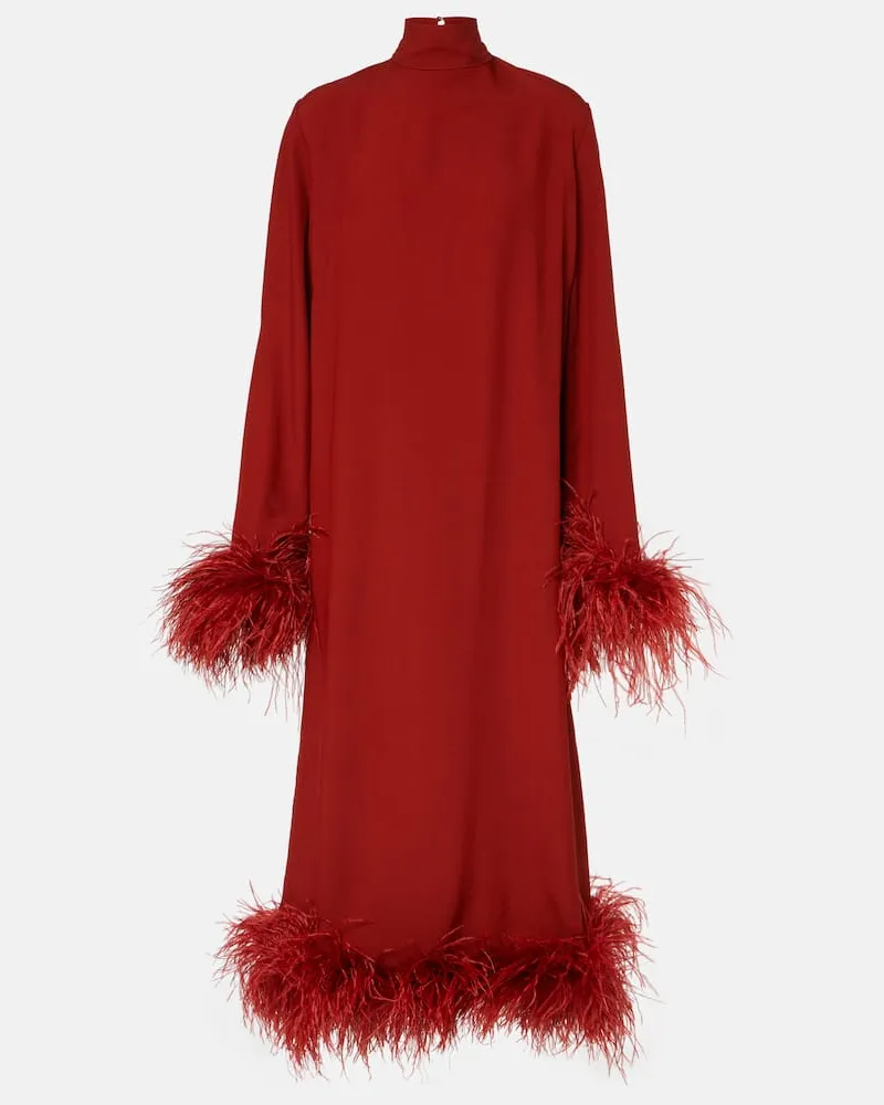 Taller Marmo Midikleid Gina mit Federn Burgunderrot