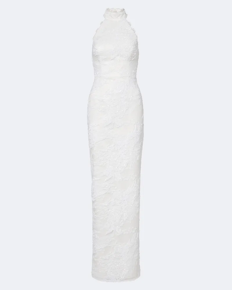 Rebecca Vallance Robe Medici mit Pailletten Weiß