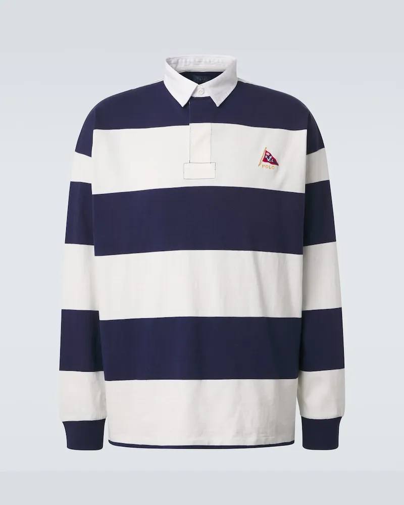 Ralph Lauren Gestreiftes Polohemd aus Baumwolle Blau