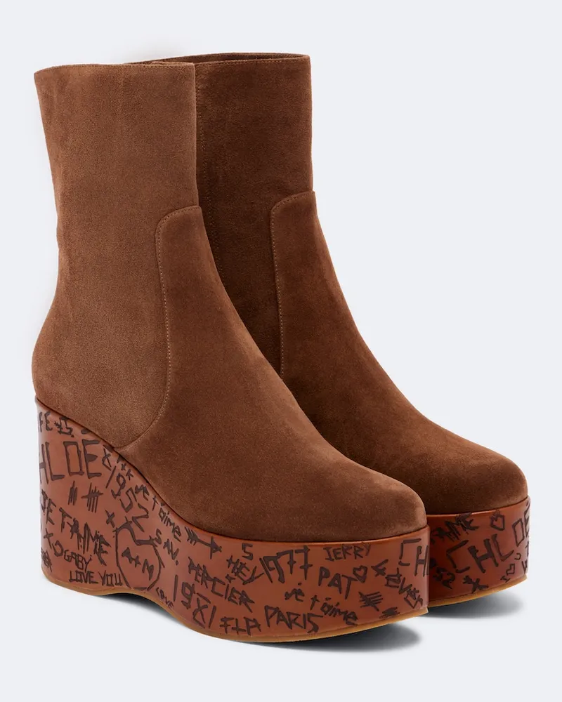Chloé Chloé Ankle Boots Maxime aus Veloursleder Braun