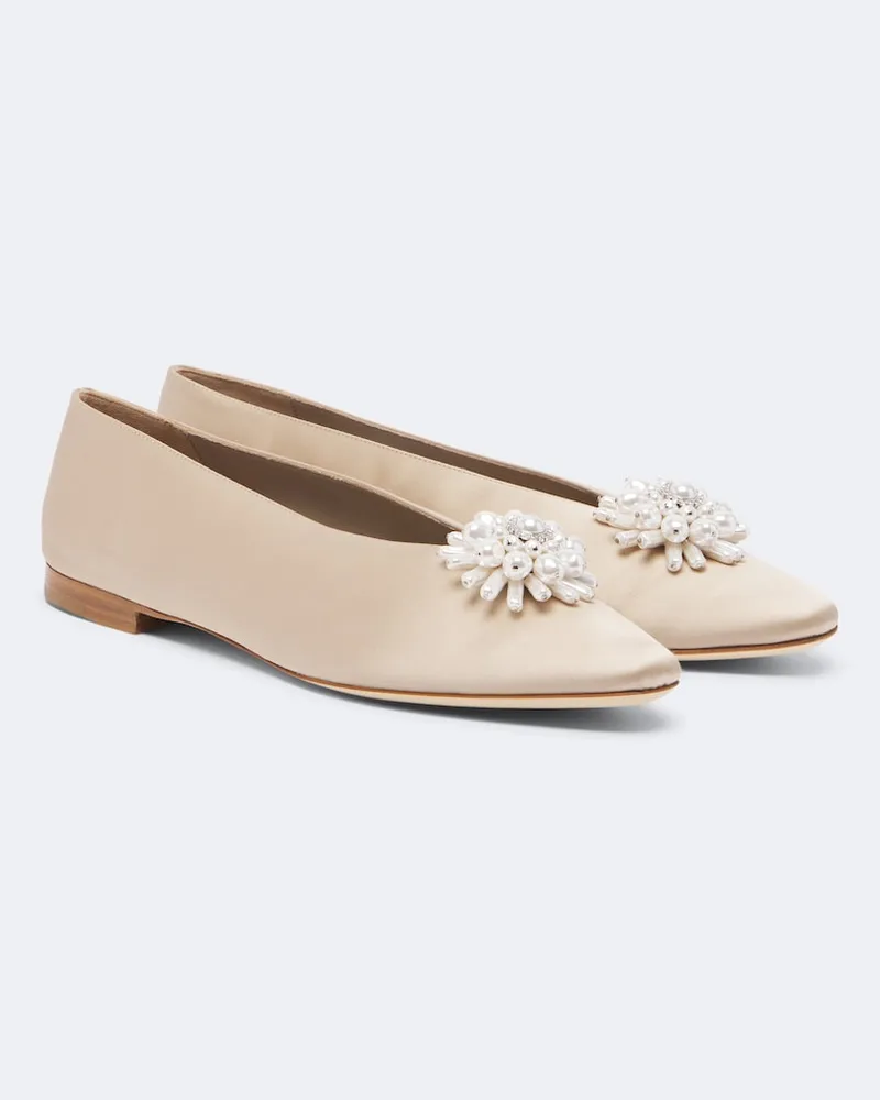Jimmy Choo Verzierte Ballerinas Ines aus Satin Beige