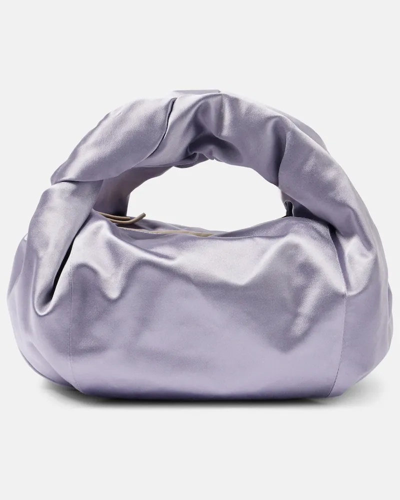 Dries van Noten Tote Bag Twist aus Satin Violett