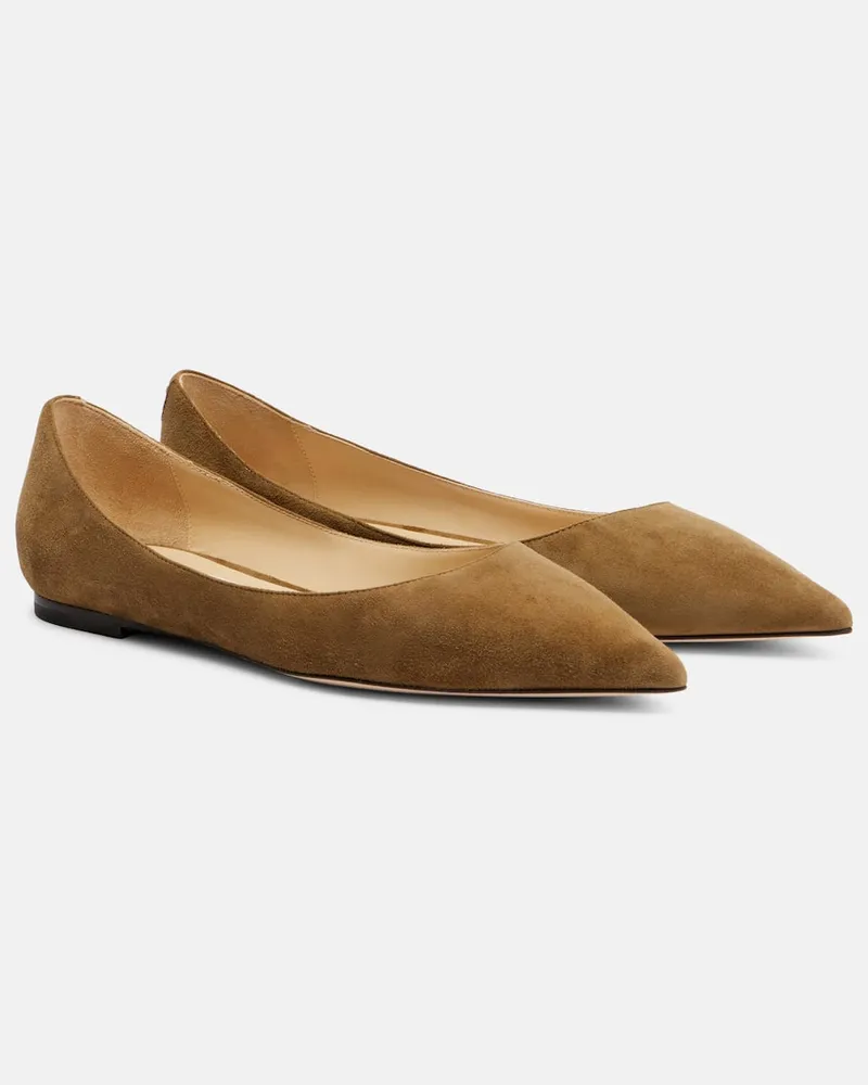 Jimmy Choo Ballerinas Love aus Veloursleder Grün