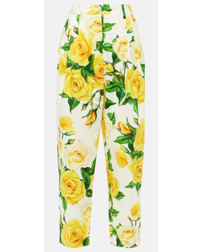 Dolce & Gabbana Bedruckte High-Rise-Hose aus Baumwolle Multicolor